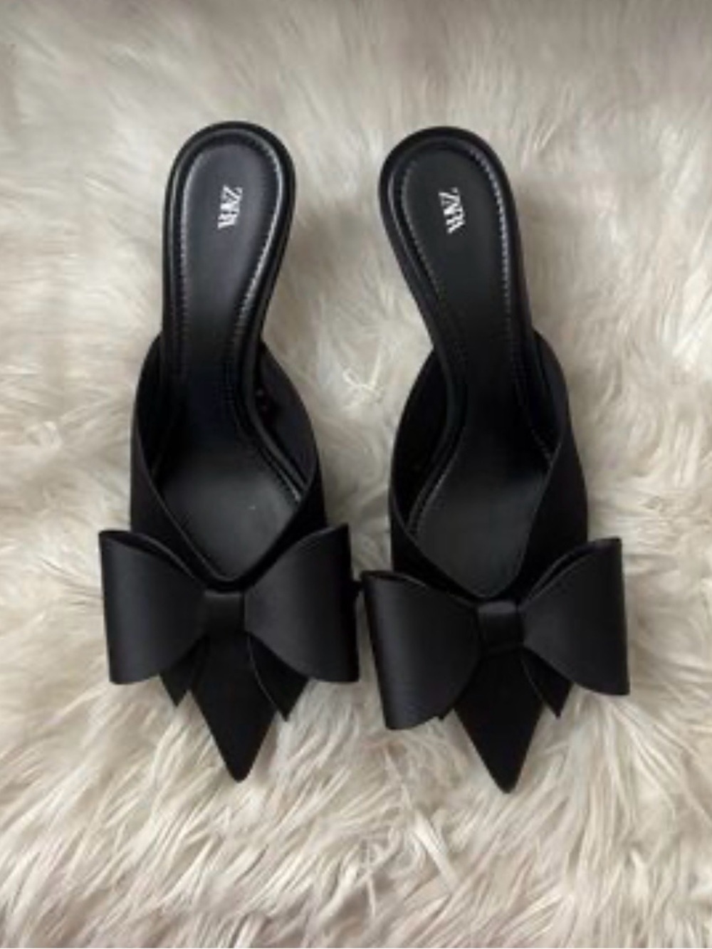 🔥🔥ZARA Black Bow Pointed Mule - Women's Slide Heels